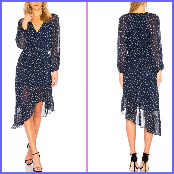 Joie Dresses & Skirts - Joie Floral Silk Blue and White Asymmetrical Dress